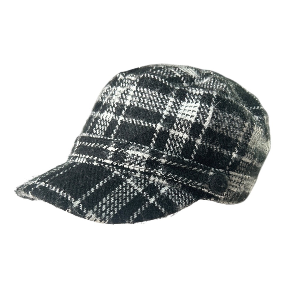 Steve Madden Plaid Military‎ Cadet Cap Wool Blend 2000s Dark Academia Parisian